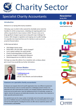 Charity Spring 2016 sector newsletter