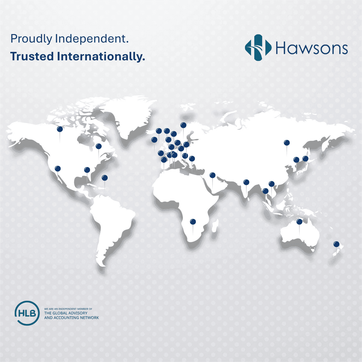 World Map of Hawsons Clients locations from around the world